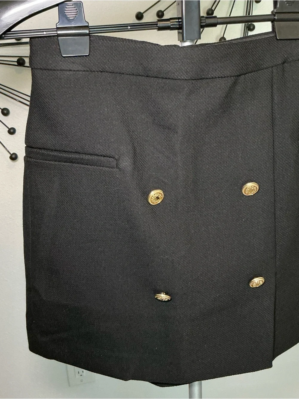 H&M Black Gold Button Mini Skirt Size 4